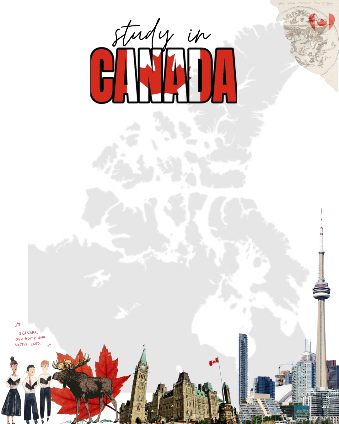 Toronto skyline and students