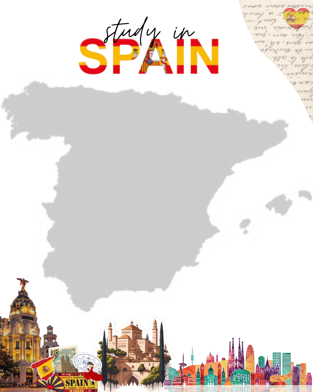 Barcelona skyline and students