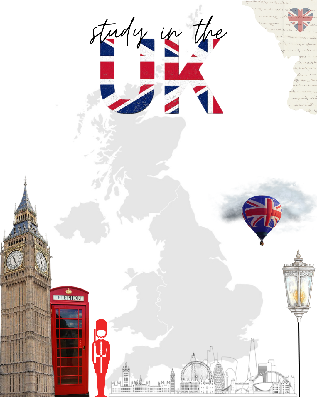 London skyline and students